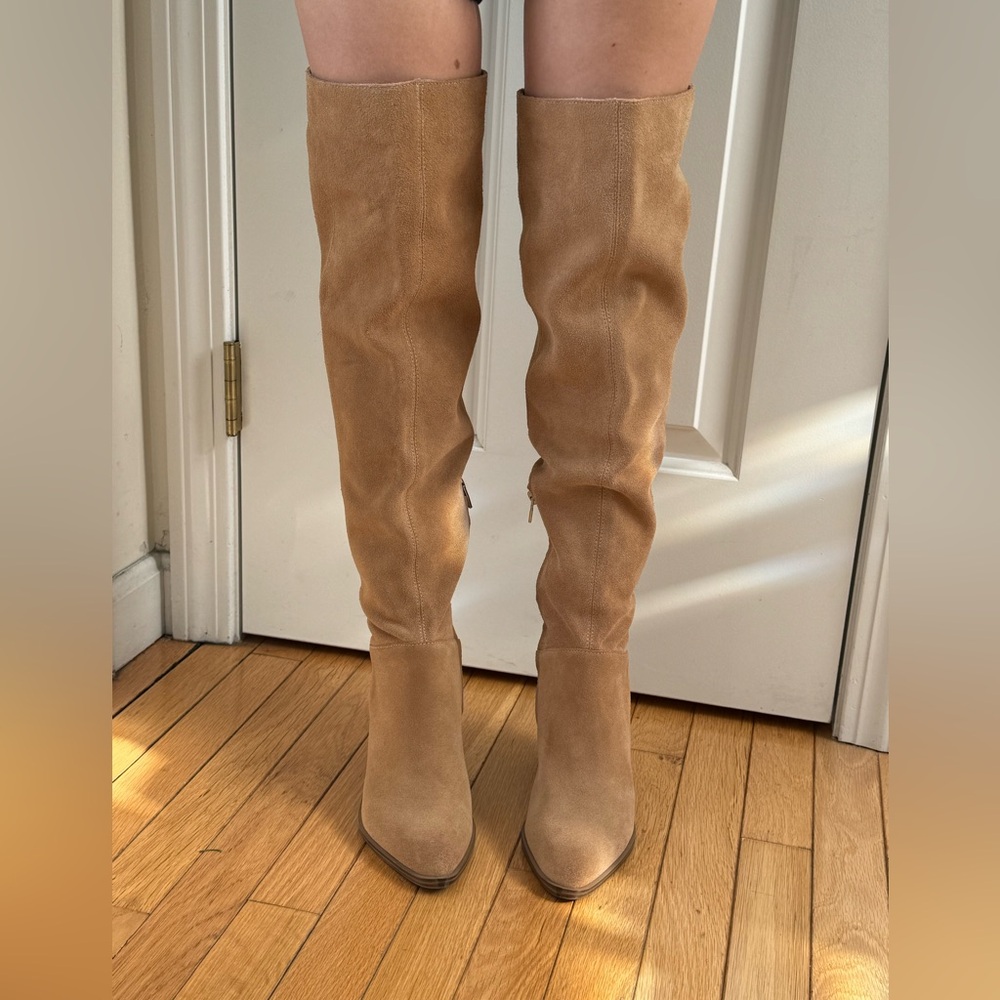 BP over the knee suede boots. 3inch heel zipper near ankle for easy on and off